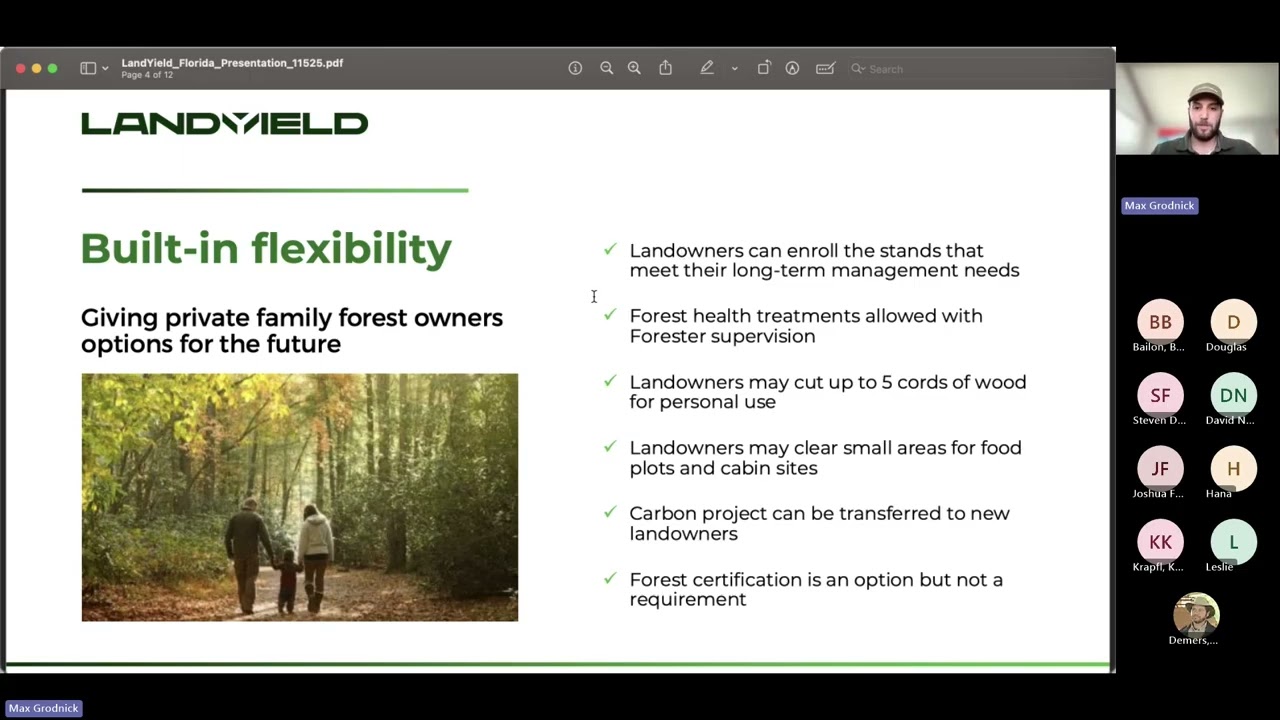 Florida Land Steward Webinar LandYield Forest Carbon Program Meeting 1.15.26