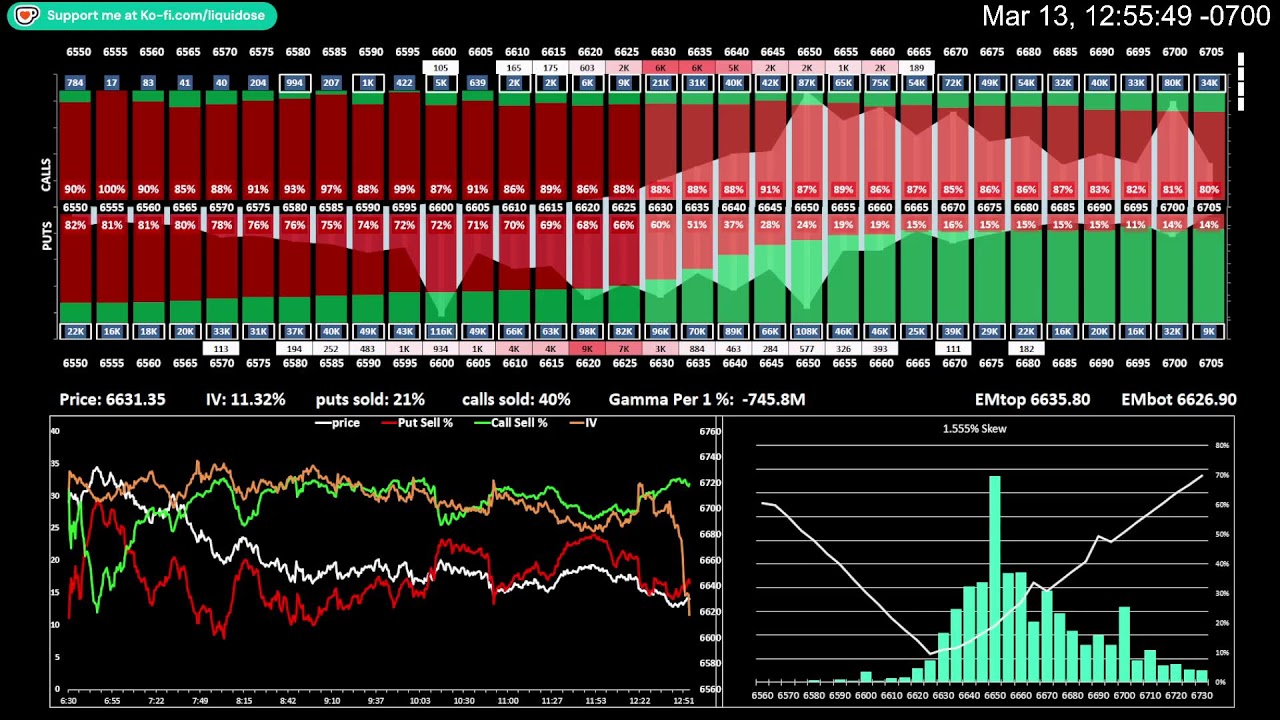 SPX Options Premium / Volume Profile - 3/13/26