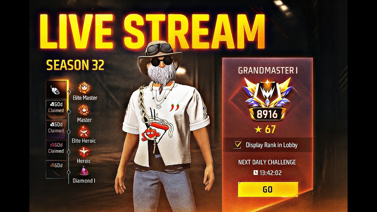 Live Free Fire New Season Cs Rank Push Top 1 Grandmaster 🔥!!| #freefirelive #shortslive #shortsfeeds