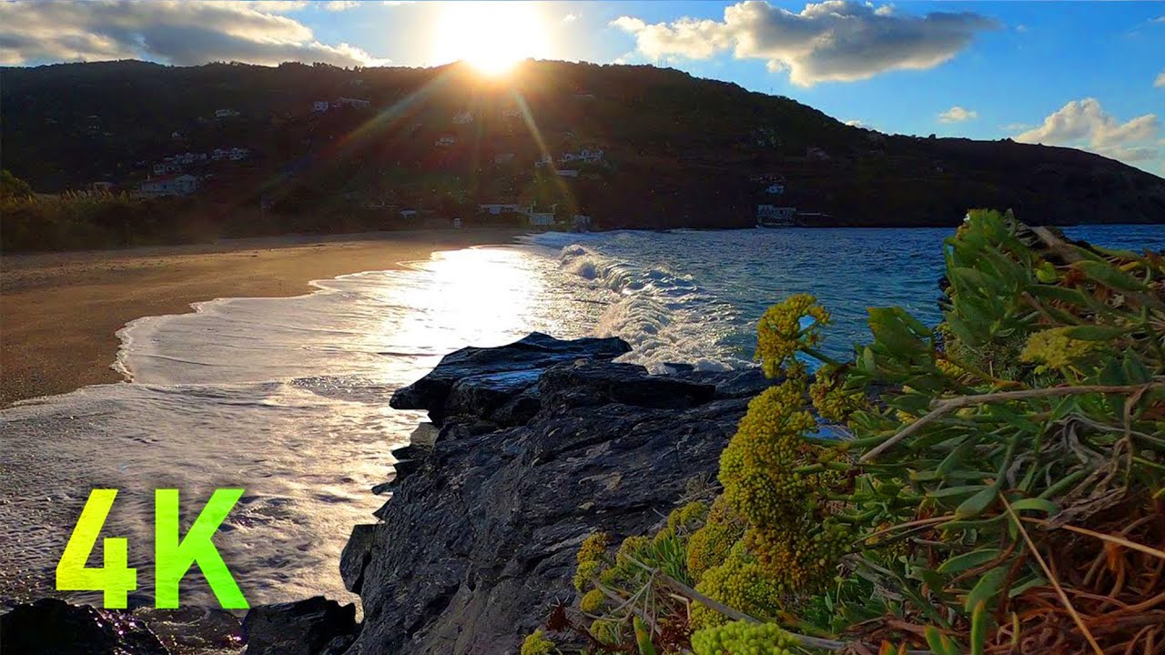 4K Sunset & Sea Waves 🌅🌊 Deep Sleep, Meditation, Stress Relief & Relaxation