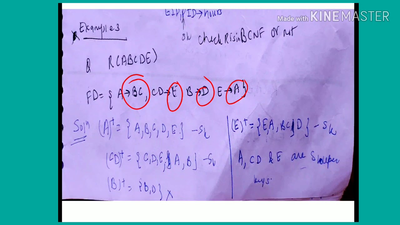 Examples to convert given relations into BCNF - lecture118/DBMS