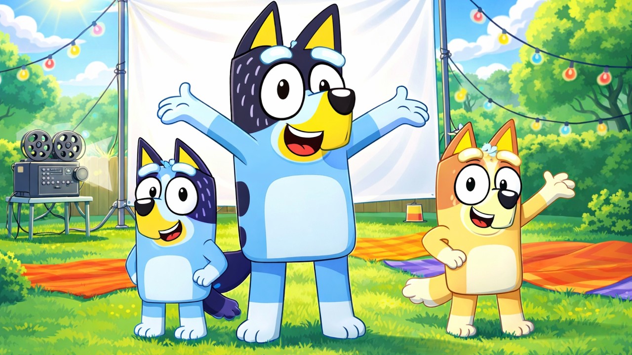 Bluey Builds a Backyard Movie Theater! 🎬🌙 Outdoor Cinema Night | Bluey Funny Animation