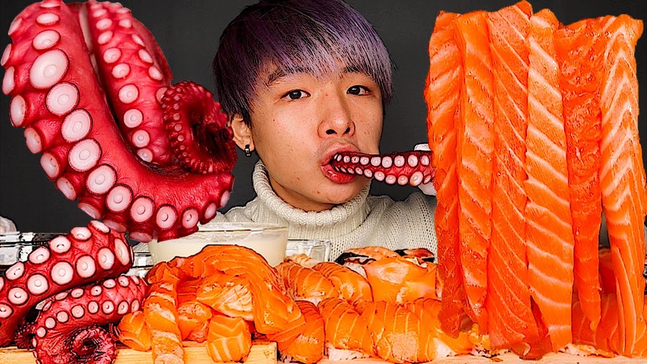 ASMR SALMON SUSHI🍣 SALMON NOODLE, OCTOPUS SASHIMI (Eating Sound) | MAR ASMR