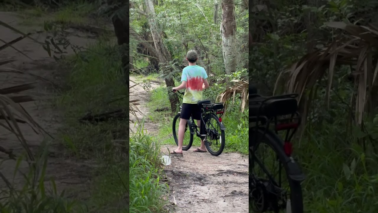 Sawyer new e-bike n creek #birthday  #ebike  #florida  #creek  #outdoors  #nature