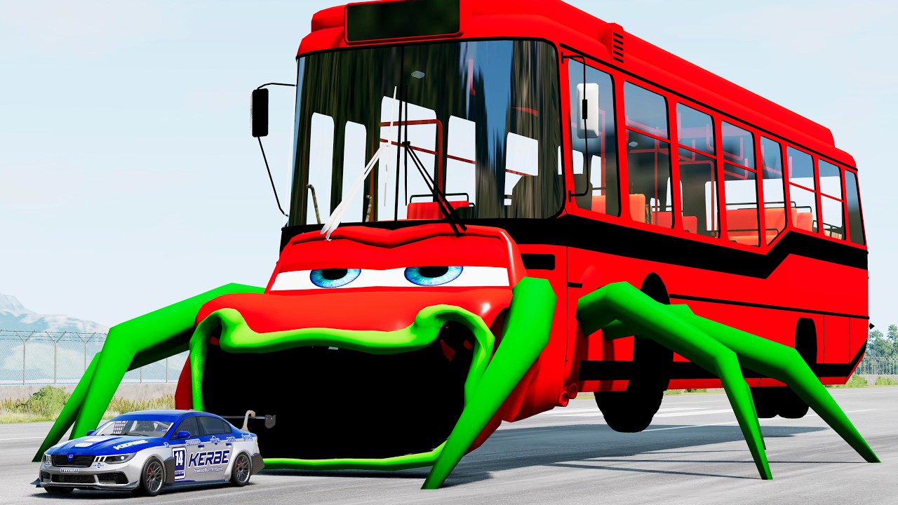 LIVE PLAY WITH THE MONSTER: WHO SURVIVES? CARS vs MONSTER GIANT BUS MOUTH