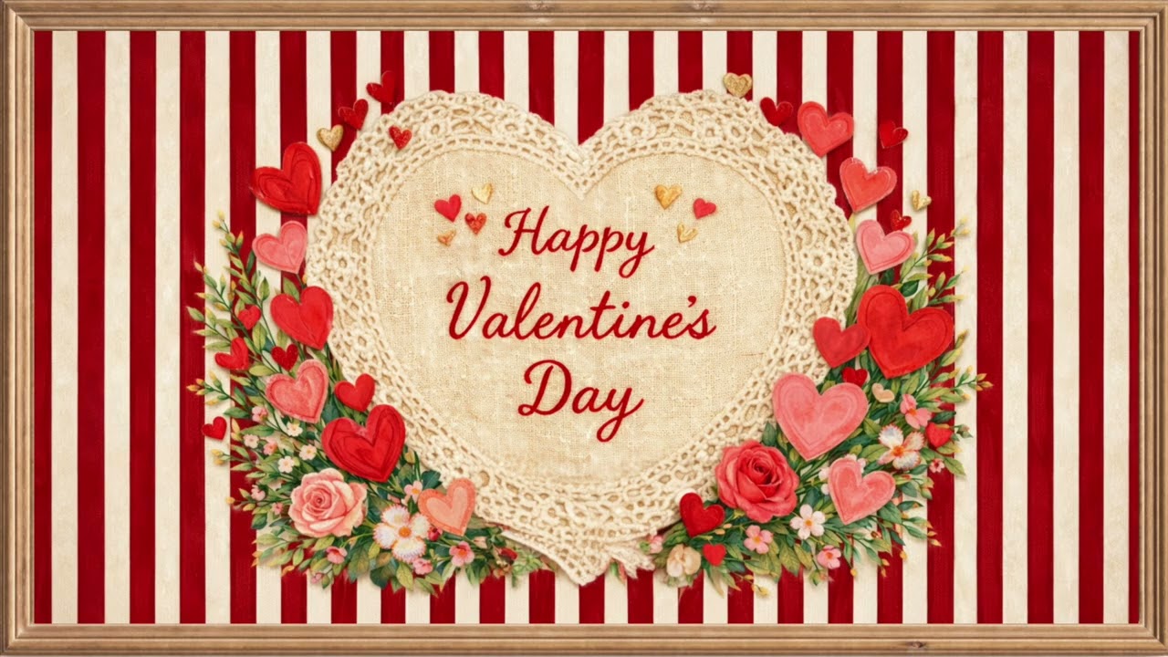 Valentine’s Day Frame TV Art | Vintage Hearts & Roses | Classical Piano Wall Art (4K)