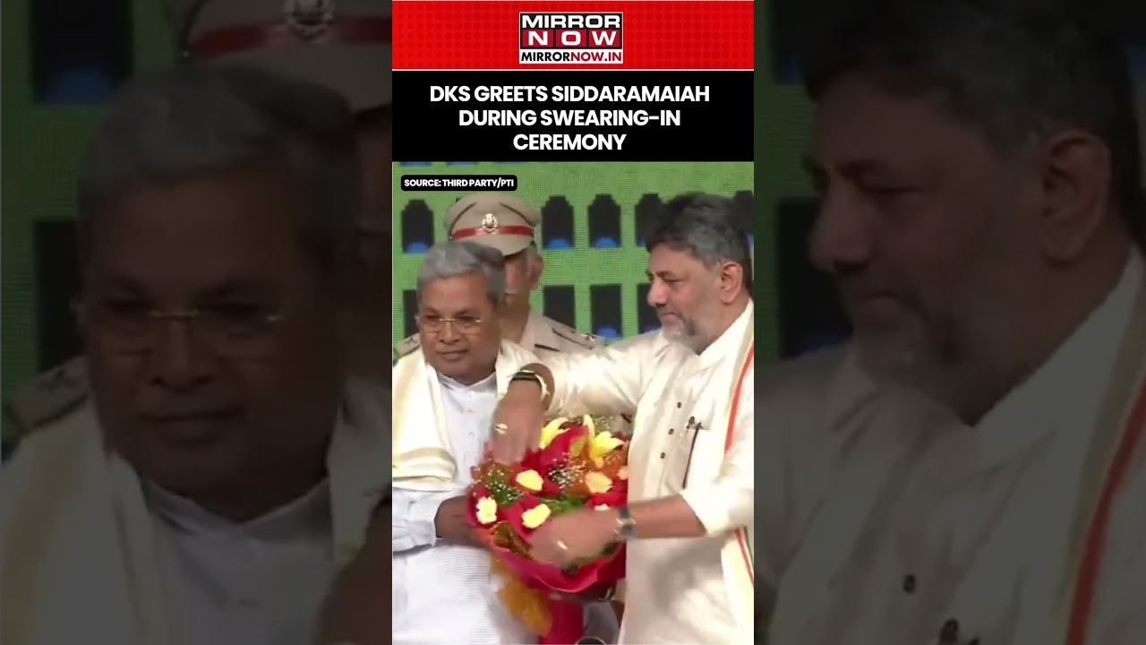 Karnataka CM-Designate DK Shivakumar Greets Siddaramaiah During Swearing-In Ceremony #shorts