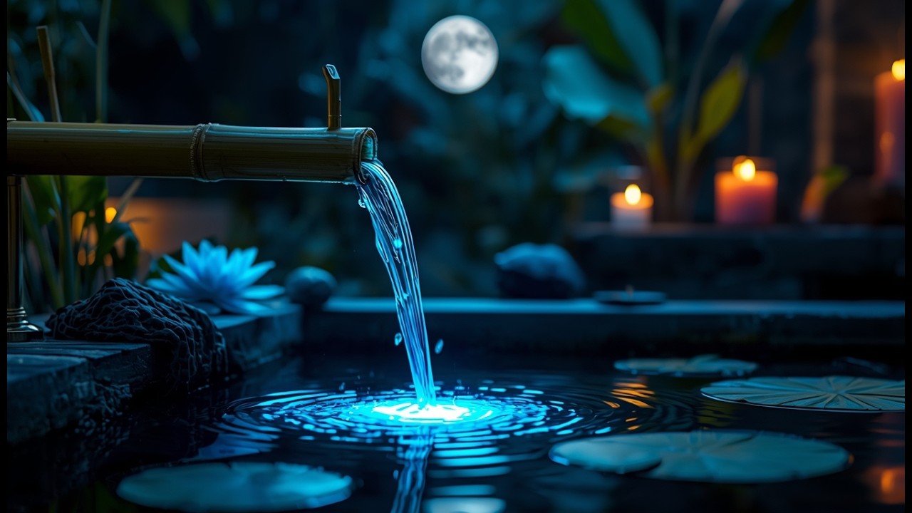 Relaxing Bamboo Water Fountain 💧 Sleep Music, Stress Relief & Deep Healing | Live 24/7