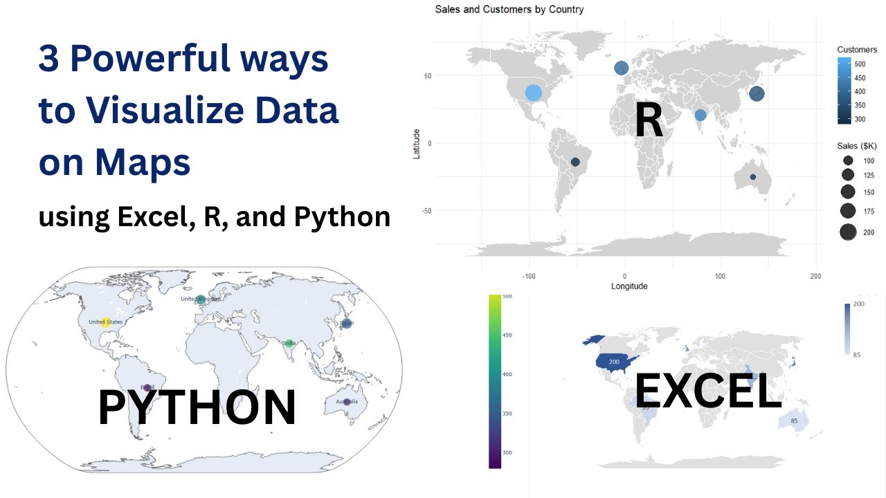3 Powerful ways to Visualize Data on Maps using Excel, R, and Python.