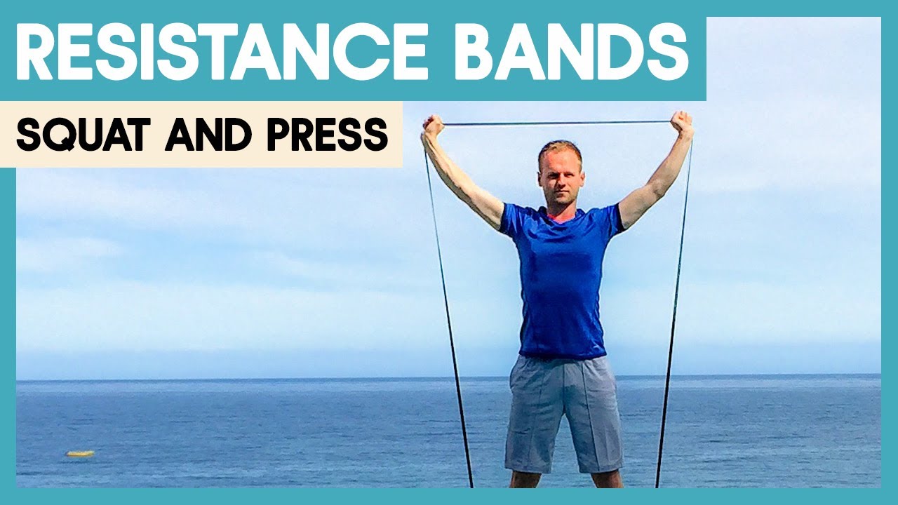 Resistance Band Squat and Press Full Body Exercise
