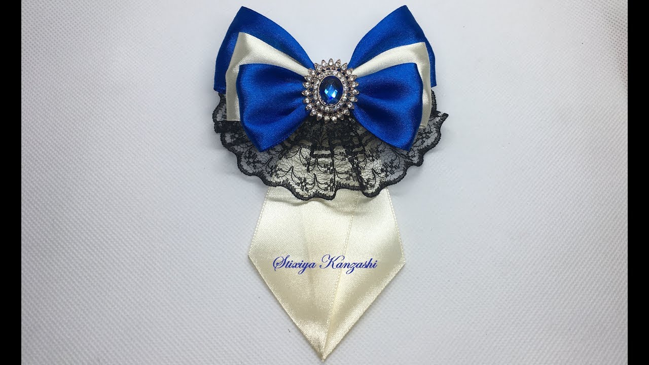 DIY / Brooch-tie / Two-tone bow with lace