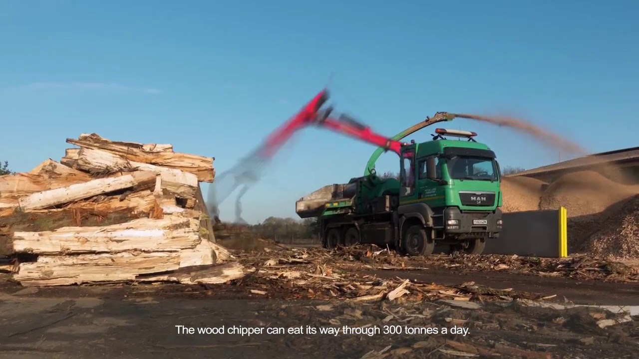 How woodchip is made on the Boughton House Estate%2C Northamptonshire
