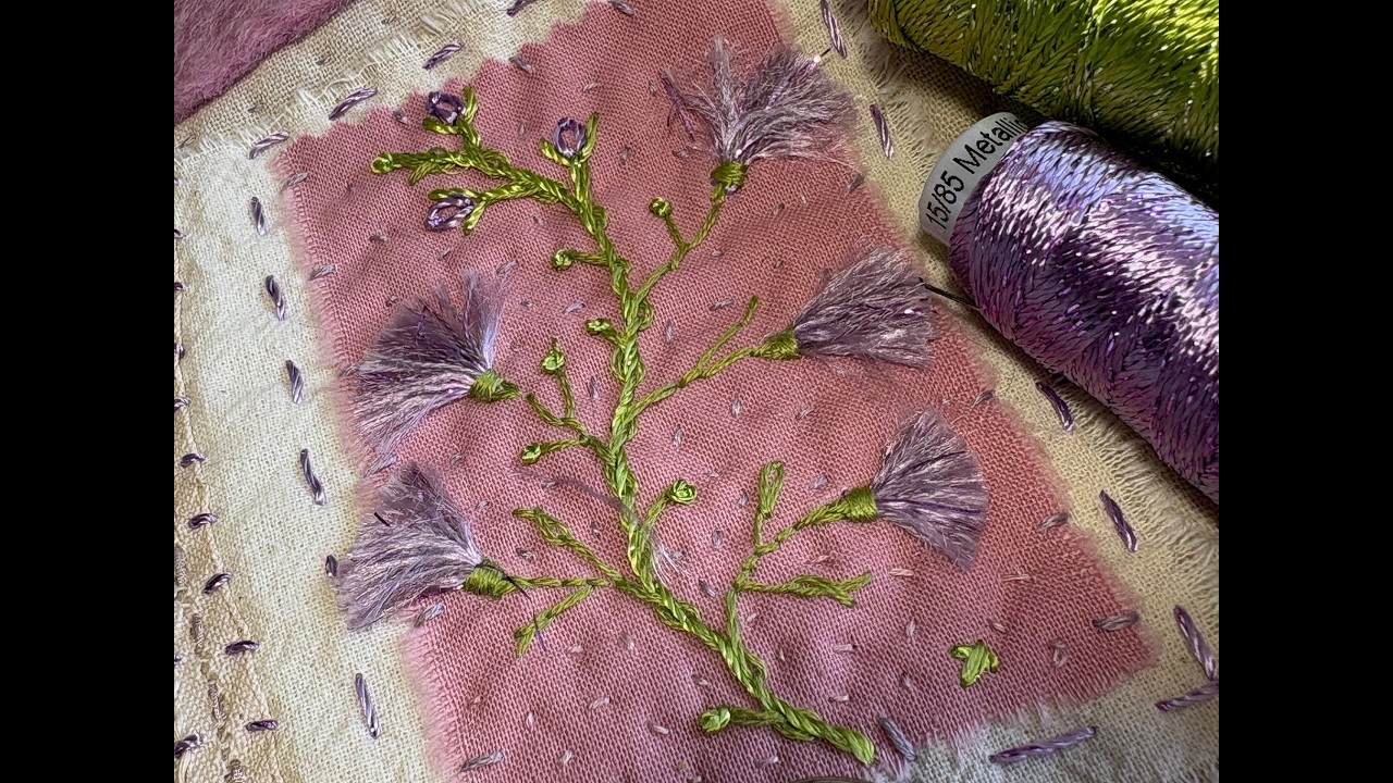 Pt 3 DIY Needle Book | Tufted Flowers with Dazzle Thread | Slow Stitch Embroidery