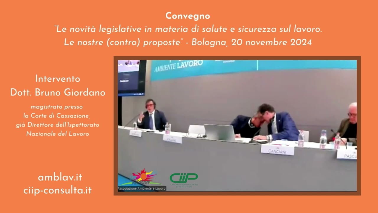 Bruno Giordano - Le novità legislative in materia di salute e sicurezza sul lavoro