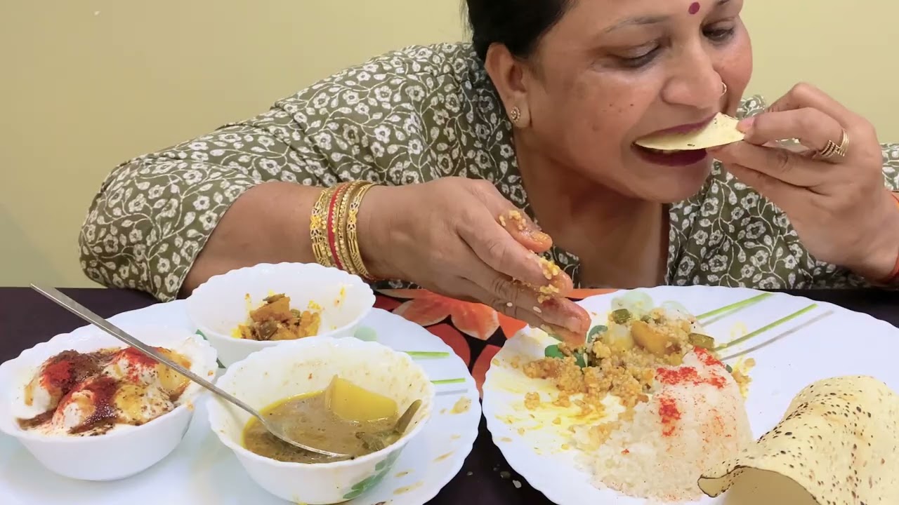 Sindhii Kadi Chawal || Dahi Balle || Mix Veg || Papad || ASMR Sound 😋 #challenge #asmr #indianfood 