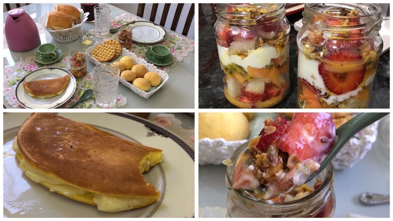 Café da manhã de sábado | Salada de fruta diferente | Pão de queijo de frigideira e mto amor!