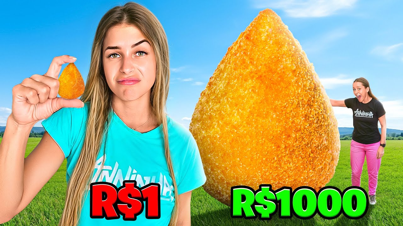 QUEM FAZ A MELHOR COXINHA COM R$ 10 VS R$ 100 VS R$ 1000 REAIS !!!