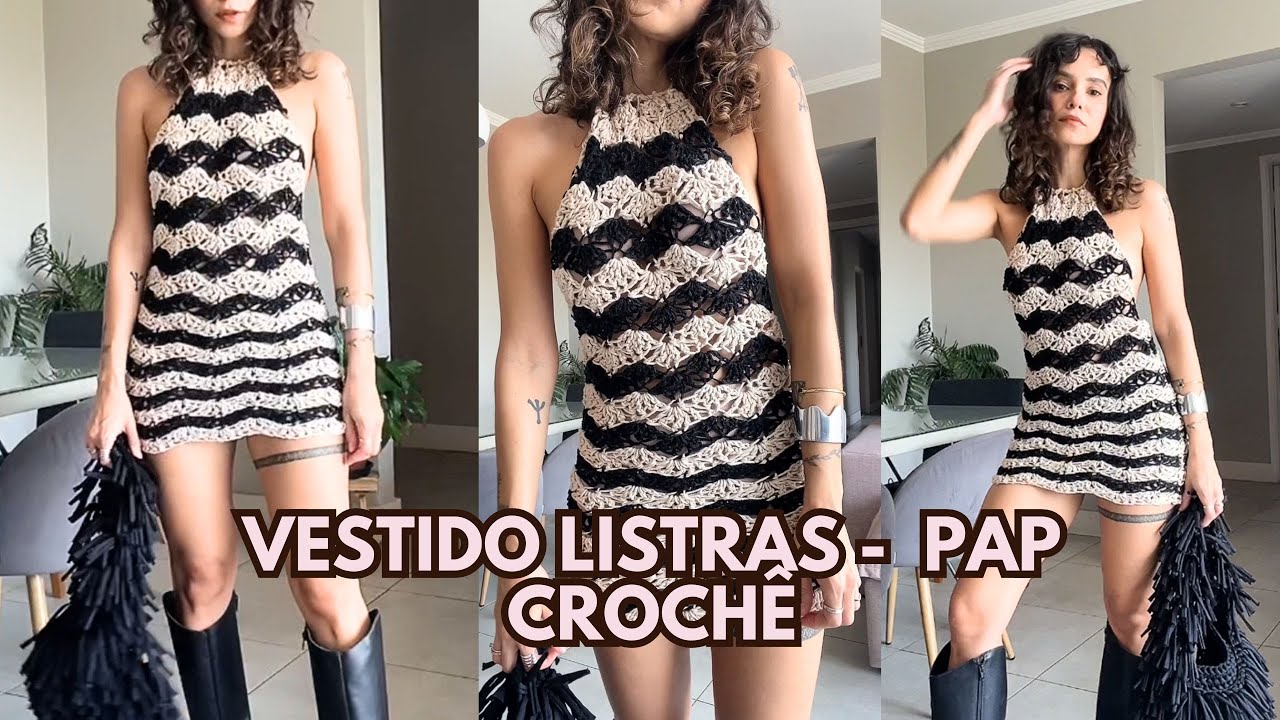 Vestido Listrado fácil - PAP crochê - Tutorial passo a passo