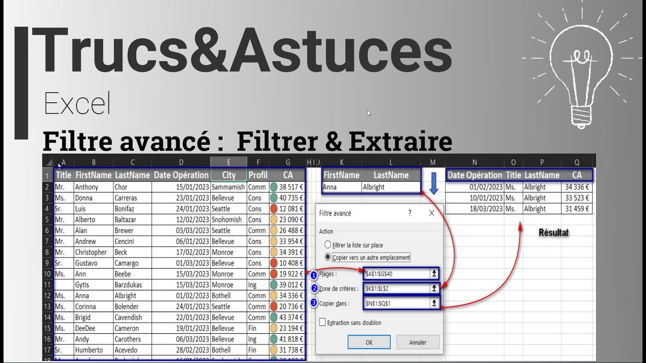 Excel FILTRE AVANCE