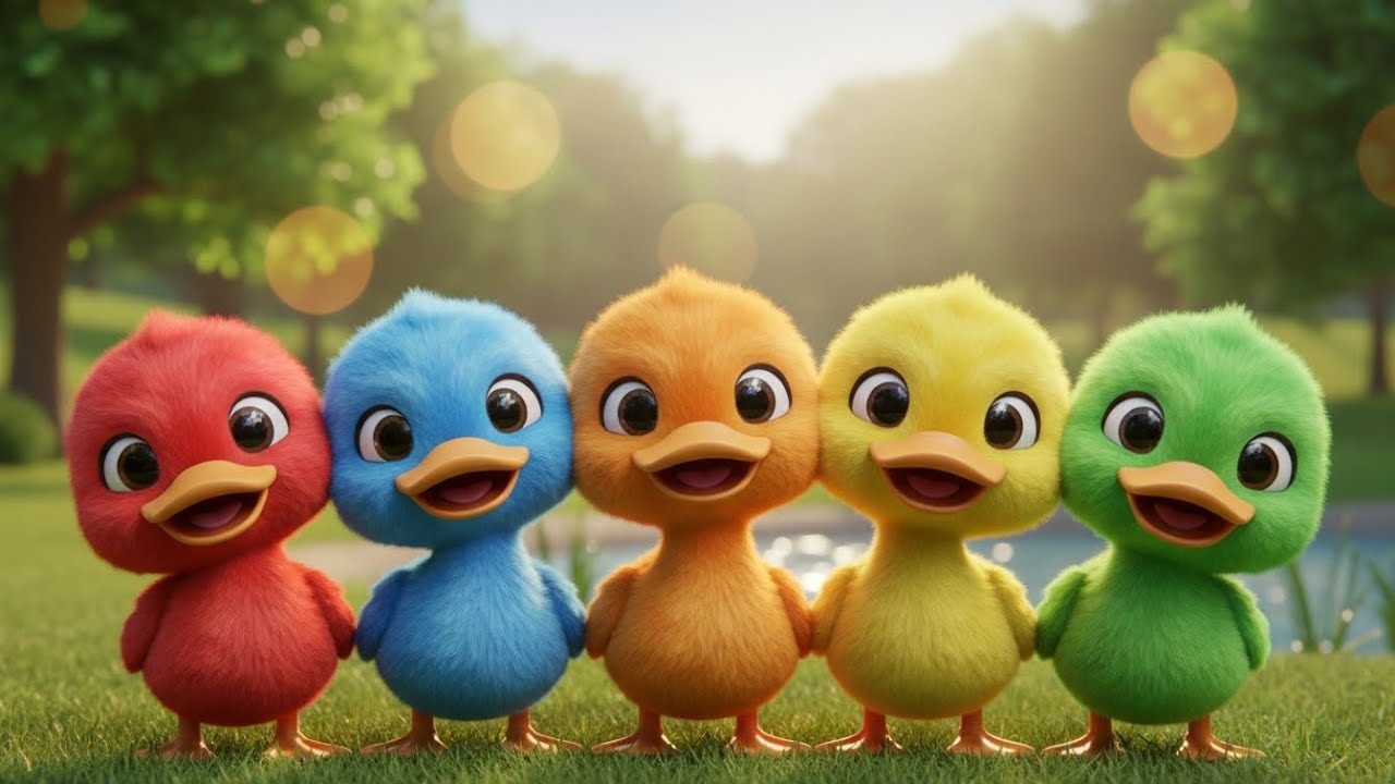 Six Dancing Ducks For Kids | Red Yellow Blue Green Purple Orange | Play & Giggles |