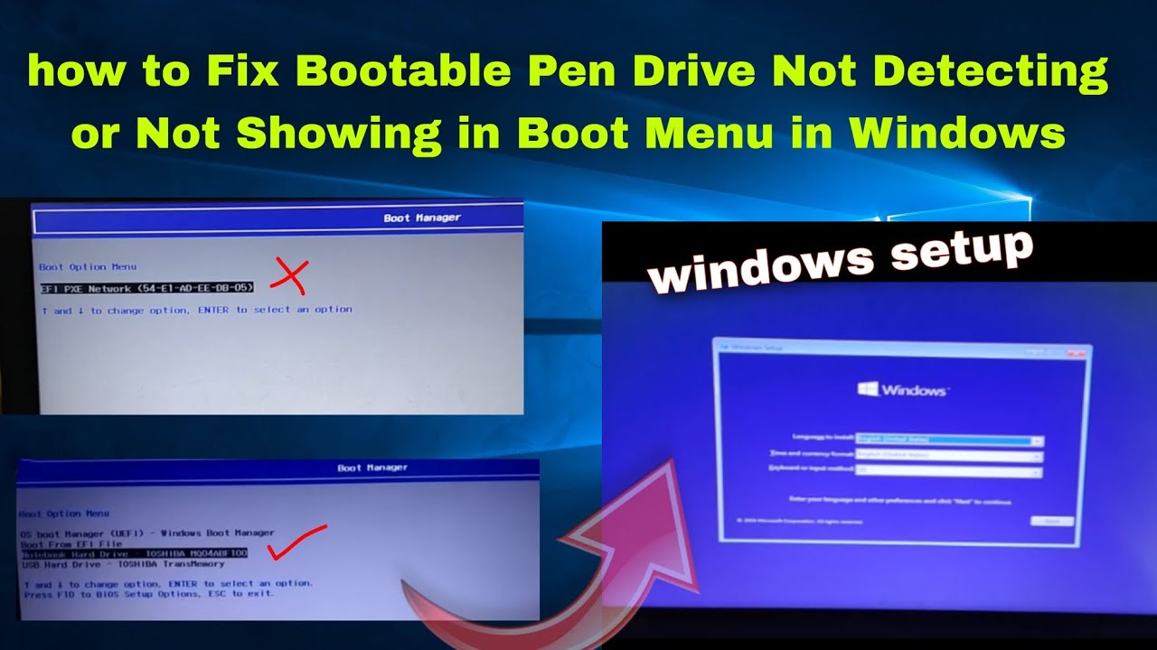 How to Fix Bootable Pendrive Not Detecting or Not Showing in Boot Maneger in Windows | Windows Setup