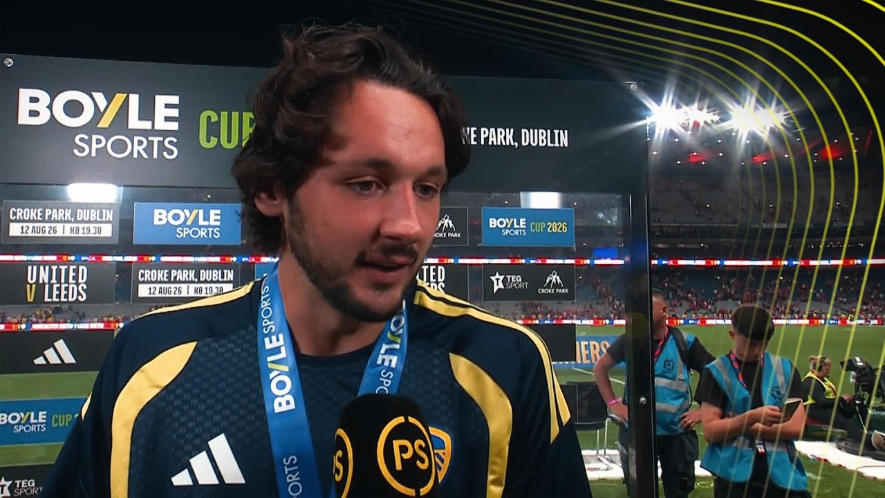 Leeds United's James Trafford speaks after winning Player of the Match at Croke Park