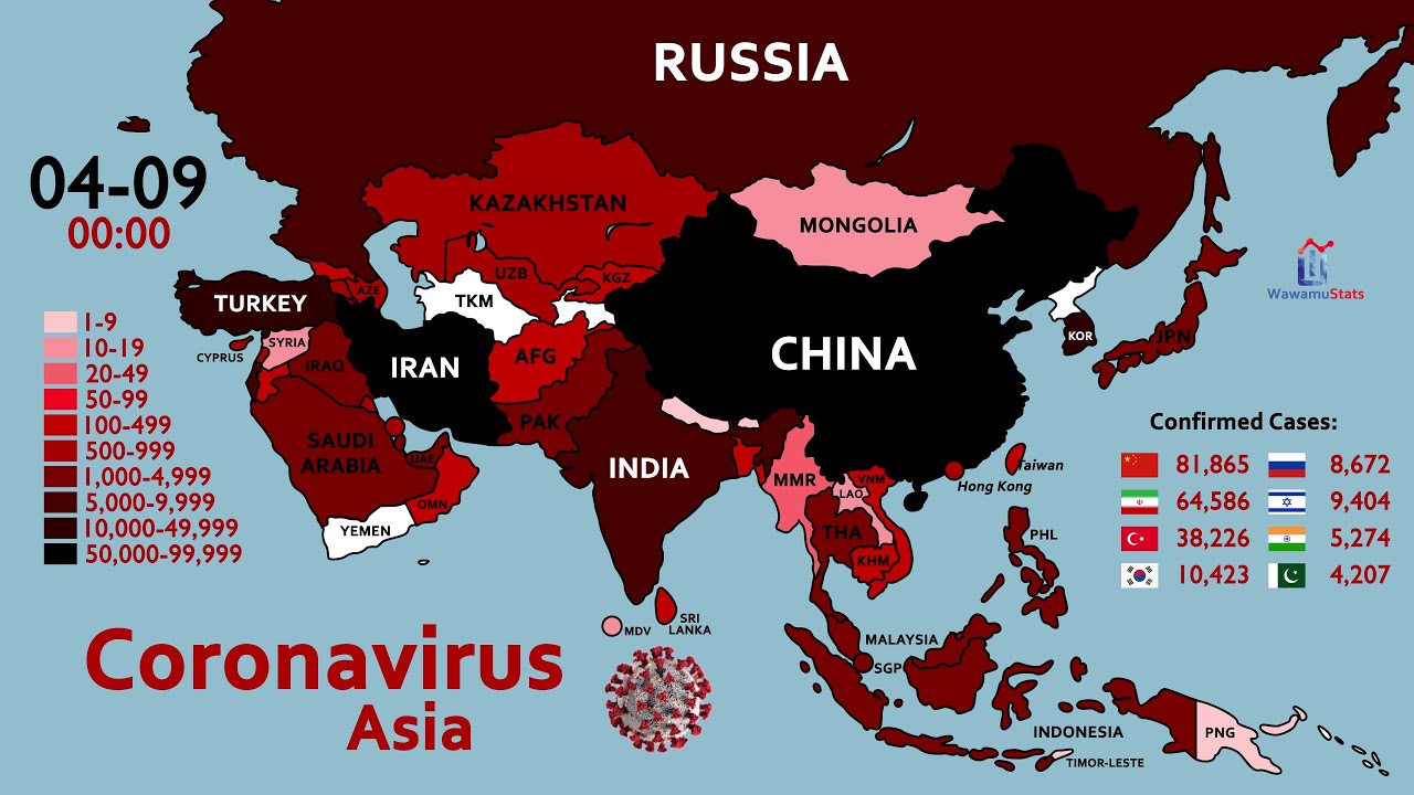 The Spread of Coronavirus in Asia (January 20 to April 9)