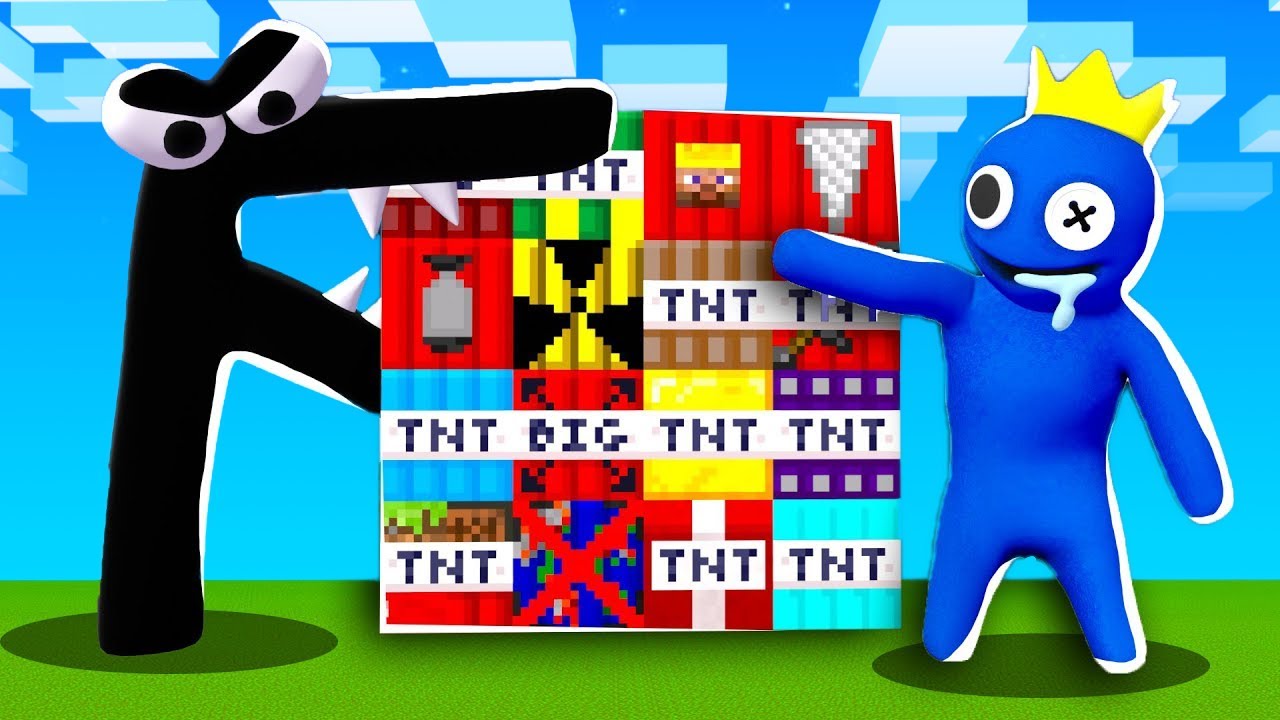 Minecraft: MORE TNT MOD (20 CRAZY TNTS) - DESTROYING ALPHABET LORE (F) AND RAINBOW FRIENDS (Blue)