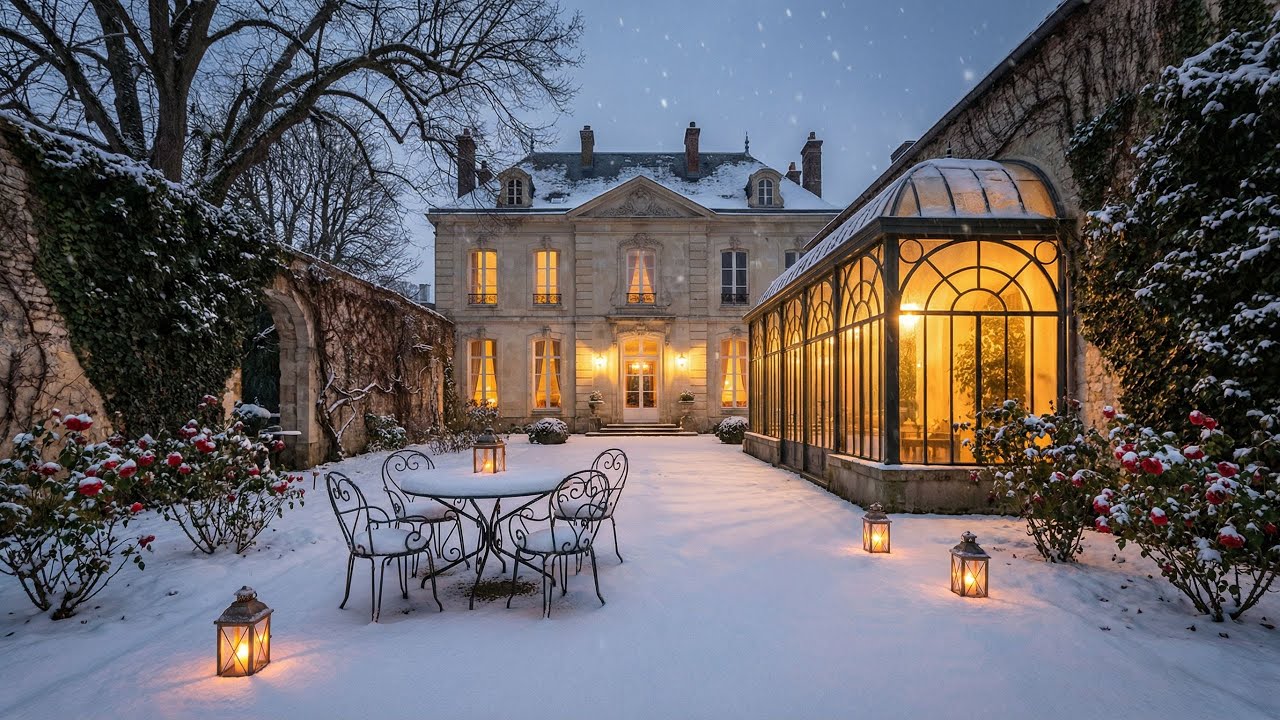 Solitude in a Snow-Covered Rose Garden | Dark Academia Winter Music for Late-Night Reflection