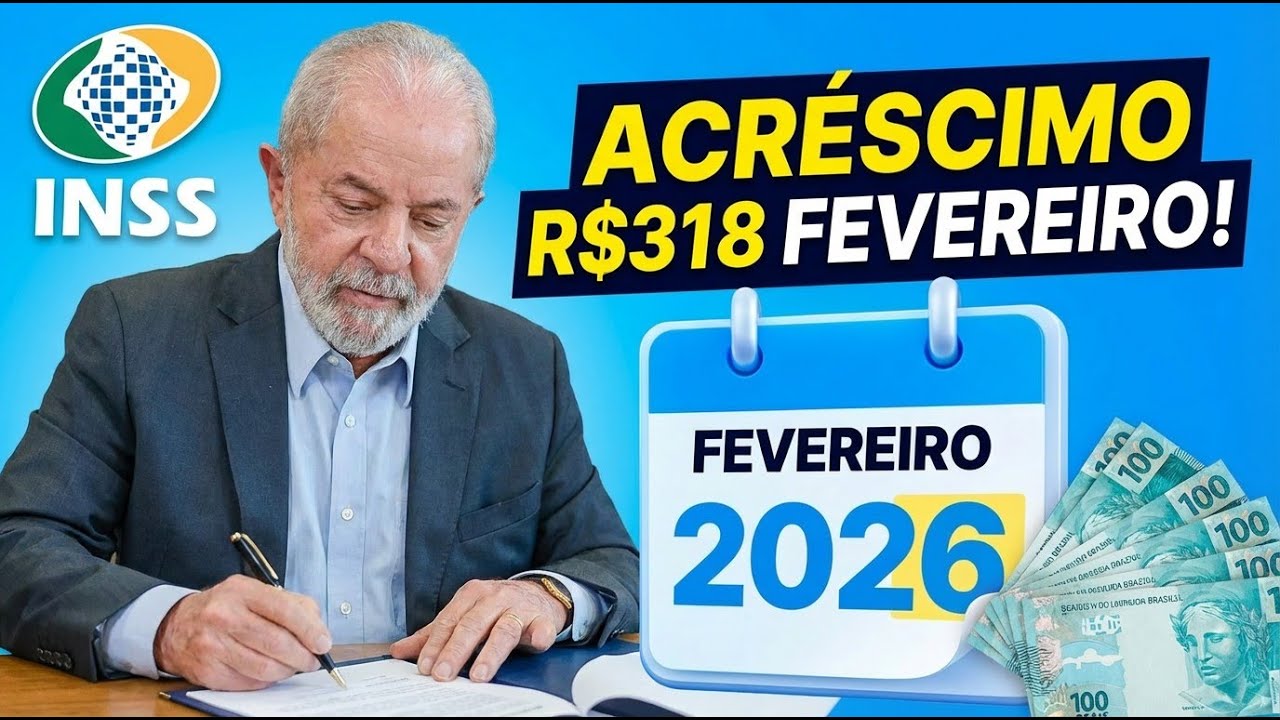 R$ 318 de acréscimo + Pagamento antecipado - calendário fevereiro 2026