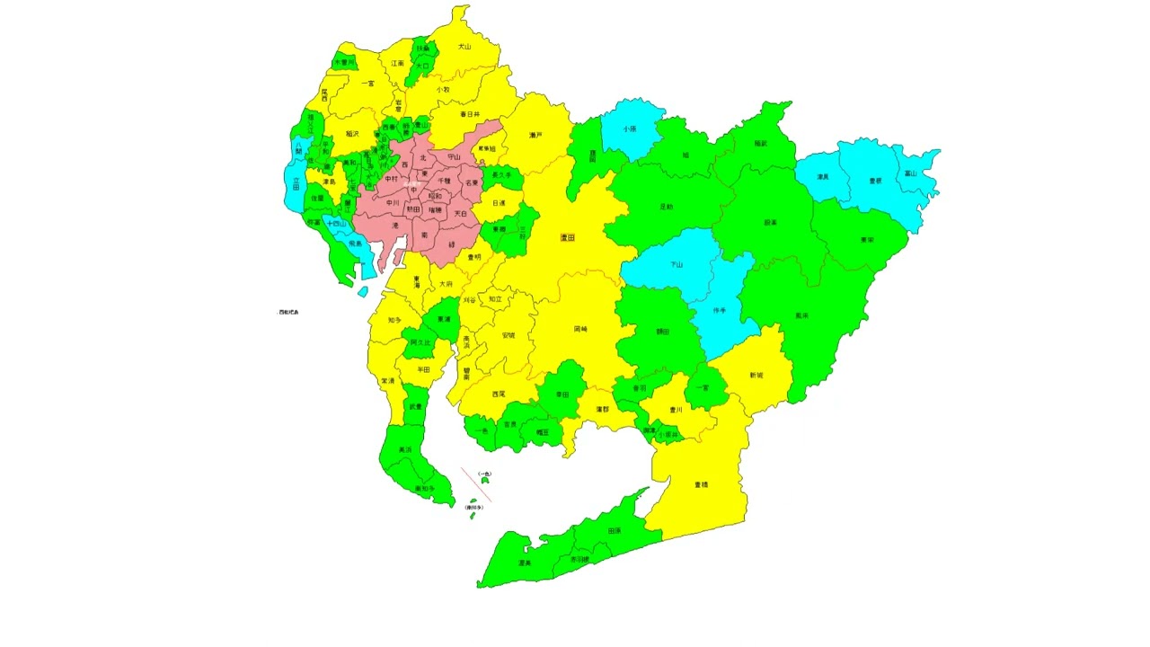 1999年3月現在の市区町村マップ 平成の大合併前