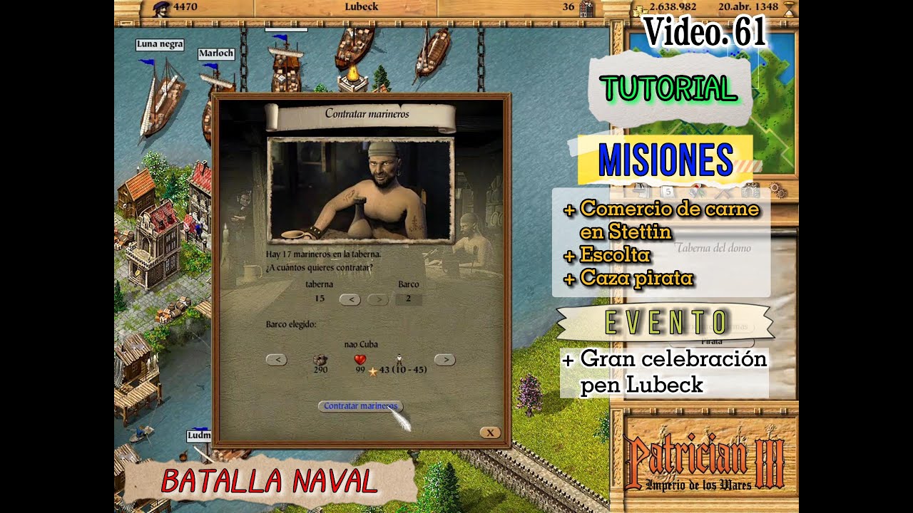 Patrician III Imperio de los Mares | 4K. Gran celebración en Lubeck. (Video - 61). Caza pirata.