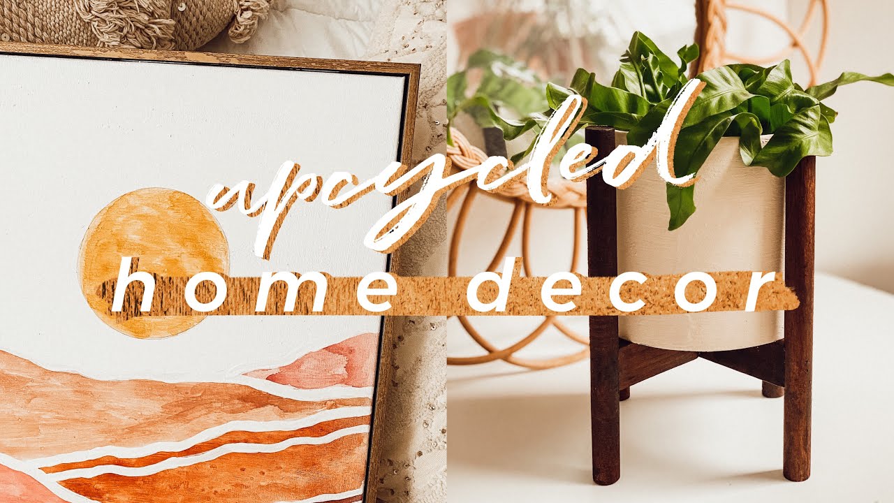 DIY BOHO UPCYCLE HOME DECOR | EASY TEXTURED CERAMIC LOOK, BOHO WALL ART, PLANT STANDS