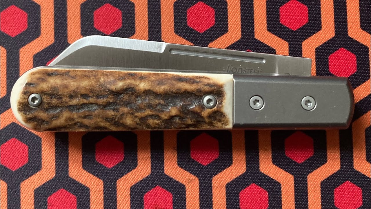 LionSteel Dom Sheepfoot Jack Titanium Bolsters Stag Handle Covers M390 Blade Pocket Knife
