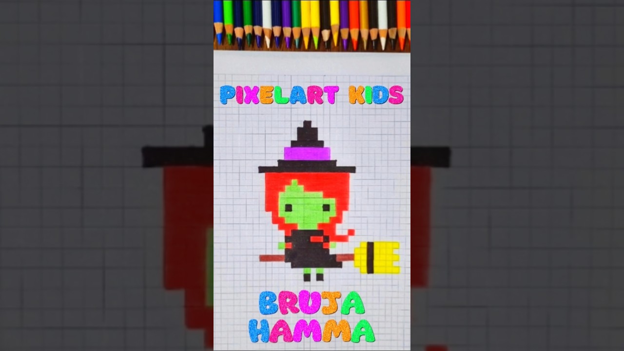 COMO DIBUJAR A BRUJA HAMA EN PIXEL ART - TUTORIAL PASO A PASO....#pixelart #fyp #bruja   #halloween