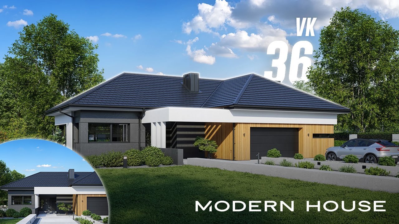 Parterowy projekt domu z 3 sypialniami - VK 36 Modern House