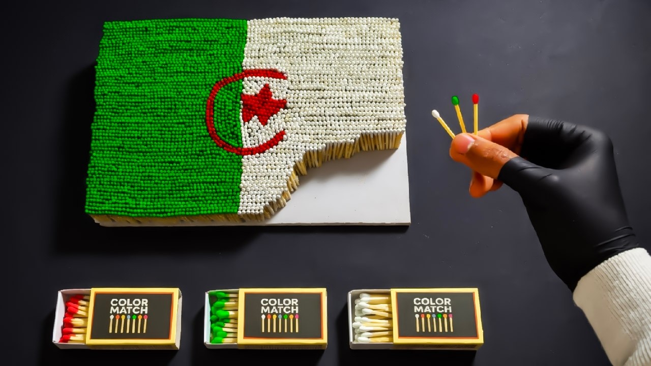 Craft Algeria Flag Using Only Matches | 🇩🇿 الجزائر
