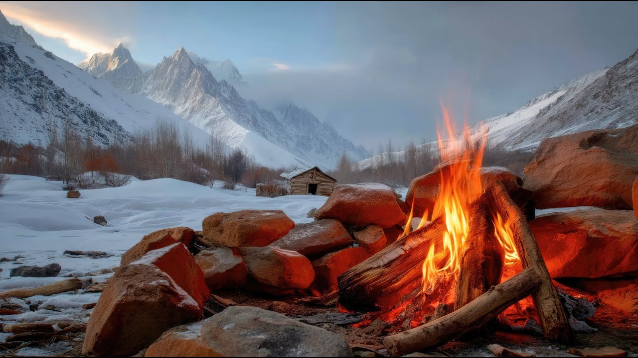 Winter Fireplace Ambience for Stress Relief and Sleep