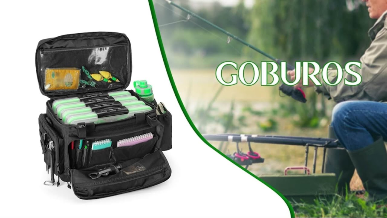 GOBUROS Waterproof Fishing Tackle Bag with Waterproof EVA Bottom