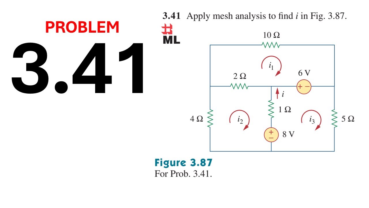 Problem 3.41 Apply mesh analysis to find i in Fig. 3.87 Fundamental of Electric Circuits (Sadiku)