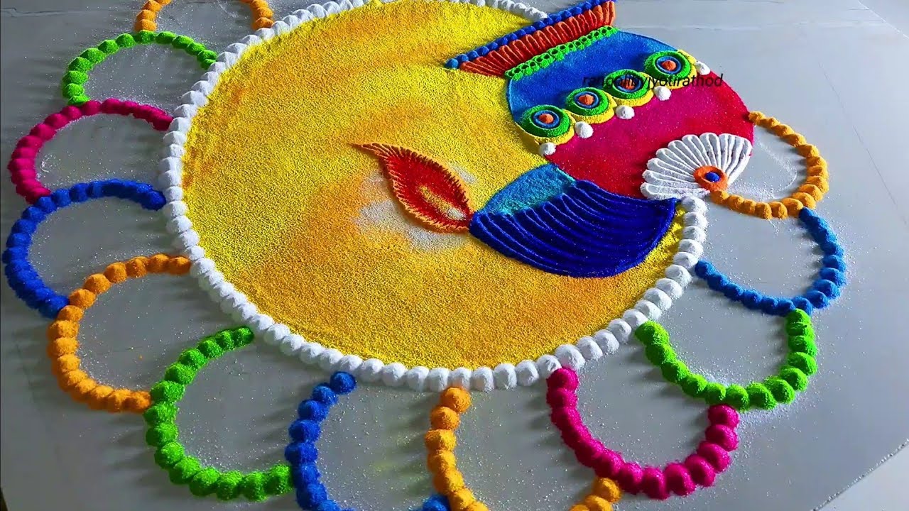 #1630 Diwali dhanteras rangoli | rangoli designs for Diwali | satisfying video | muggulu