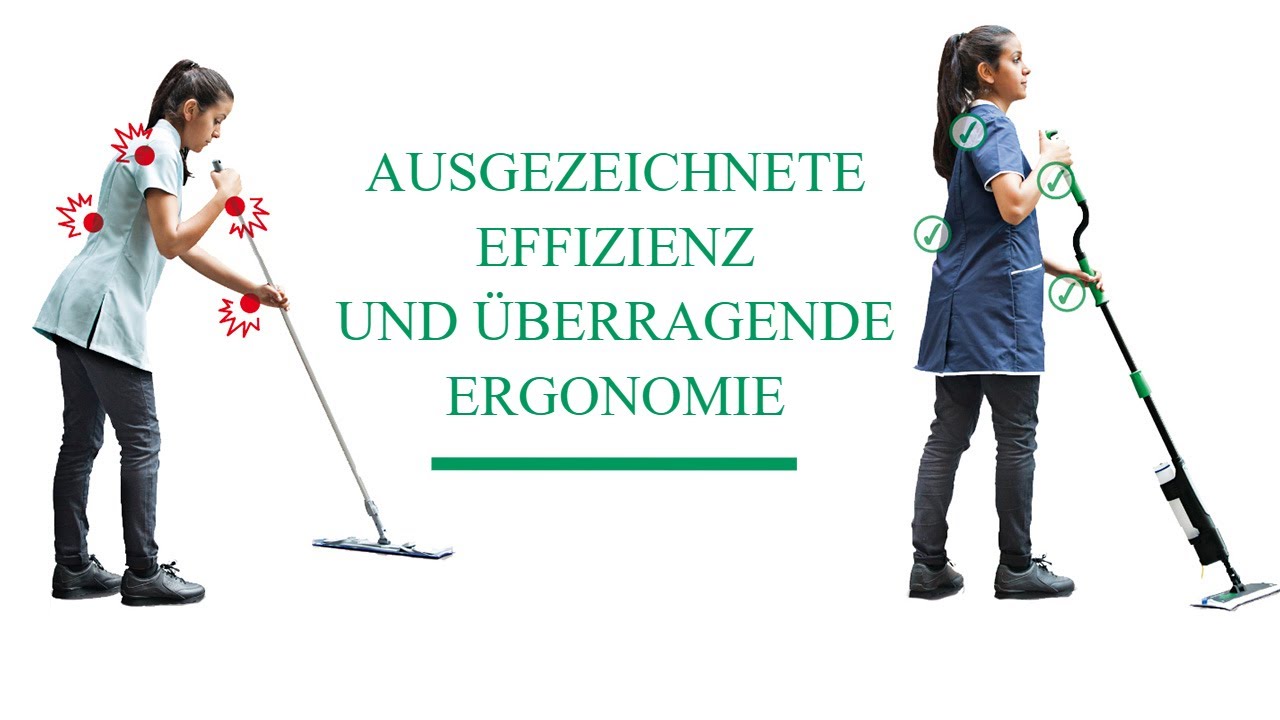 Ausgezeichnete Effizienz und überragende Ergonomie - das UNGER erGO! clean Bodenreinigungs System