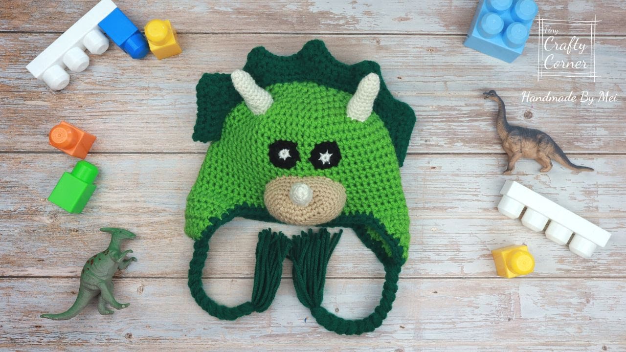 Crochet Dinosaur Hat Tutorial, Crochet Hat For Children Age 3+