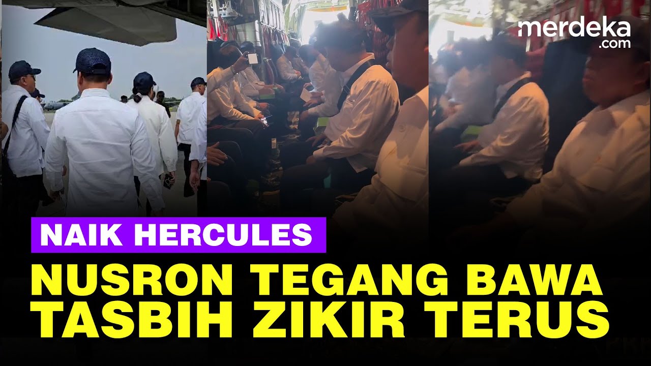 Suasana Menteri Naik Hercules TNI & Nusron Terus Zikir Bawa Tasbih Terbang ke Magelang