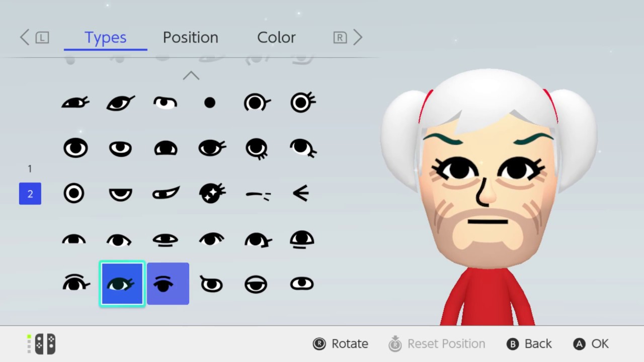 Making a Mii on Switch - all of the options