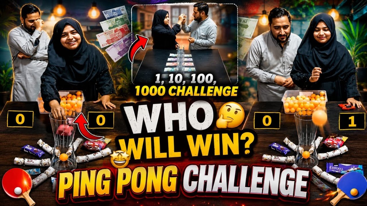 1, 10, 100, 1000 PING PONG CHALLENGE!-  Unbelievable 🤯 Ping Pong ball Vase Challenge And Win Money!!