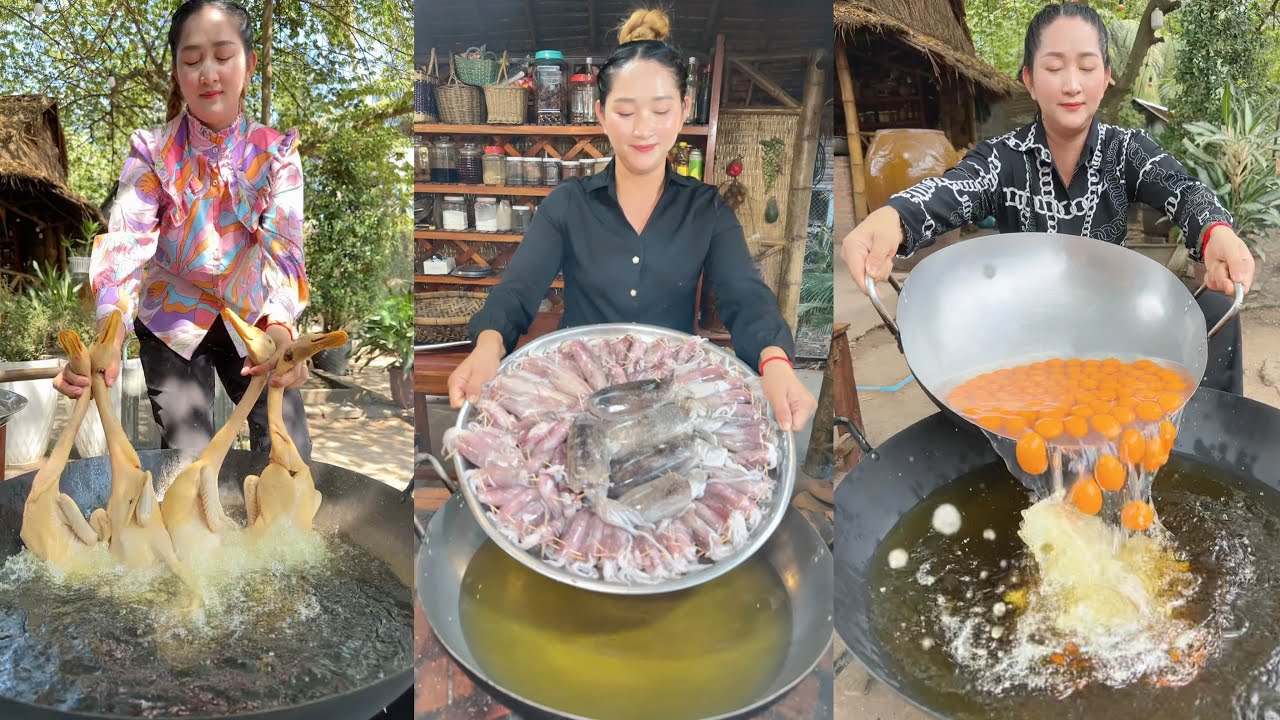 Amazing cooking skill: Duck fry, Crispy squid, Fry egg stir fry cooked rice | Sros cooking show