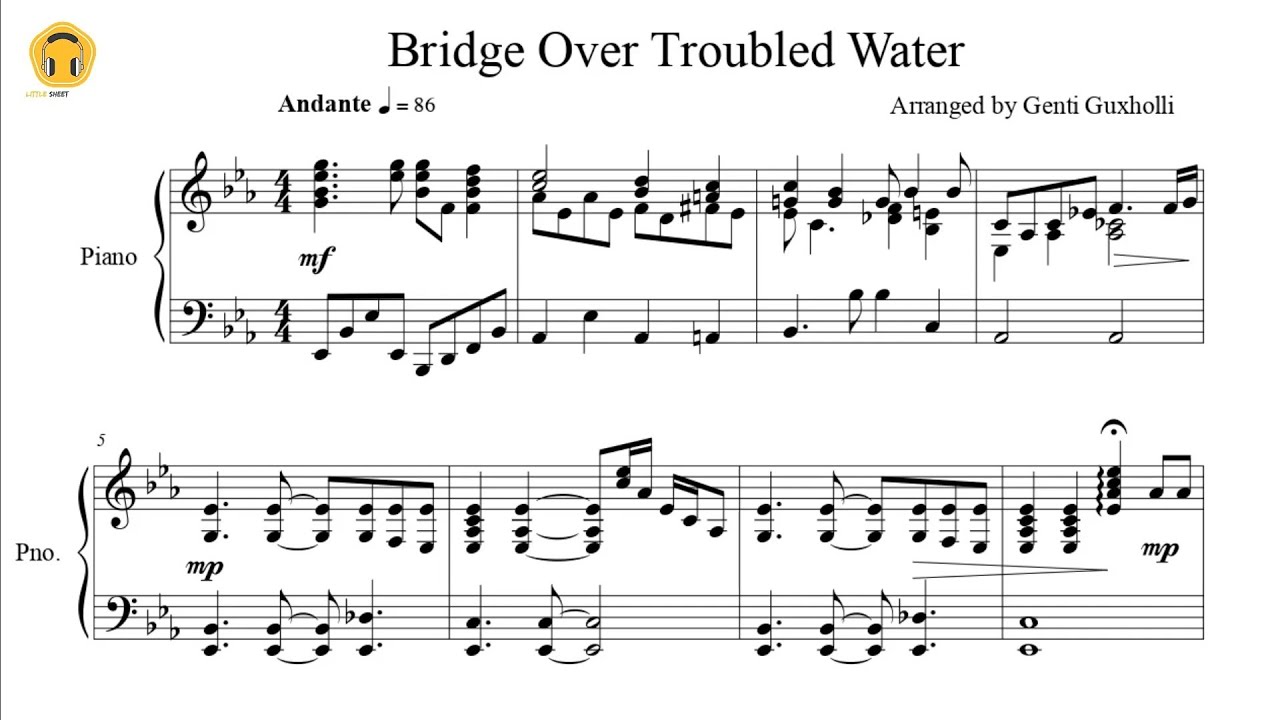 Bridge Over Troubled Water by Simon & Garfunkel (Piano Solo/Sheets)