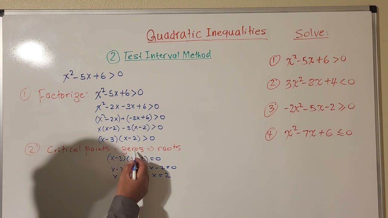 Amharic/አማርኛ- How to Solve Quadratic Inequalities-Test Interval Method