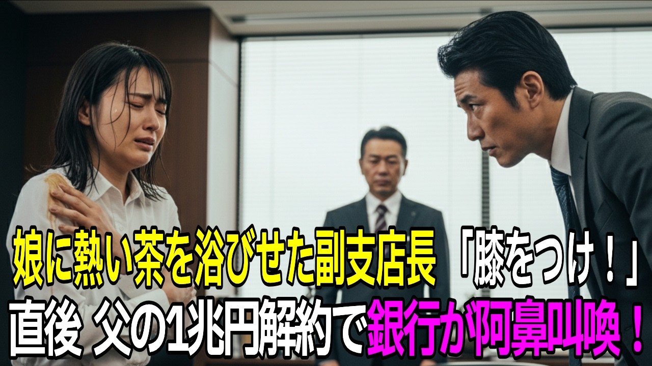 【スカッと】「俺の娘に何をした！」熱い茶を浴びせた非道な副支店長→直後、父が1兆円の預金者と判明し銀行が阿鼻叫喚！【シニア】